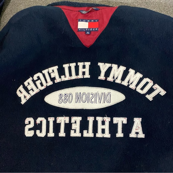 Vintage 90s Tommy Hilfiger Sherpa Fleece Quarter Zip Jacket Embroidered Sz Med - Picture 11 of 11